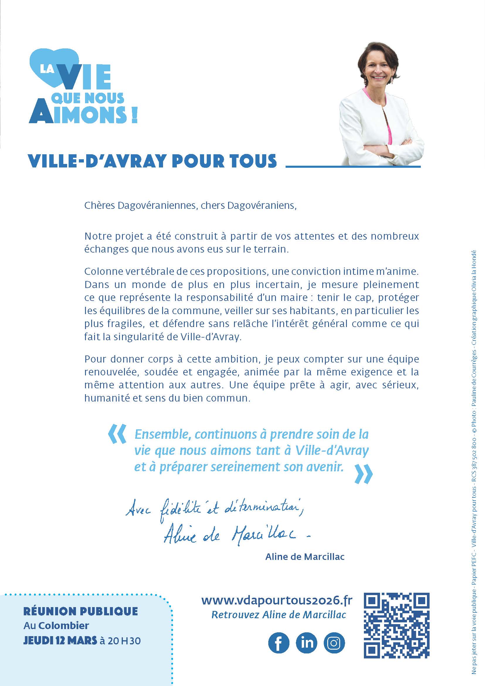 Programme Ville d'Avray pour tous maire aline de marcillac